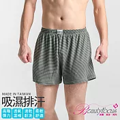 BeautyFocus棉添加吸濕排汗條紋平口褲3860深灰色-M
