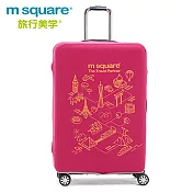 m square 加厚款李箱套-世界風情28吋桃紅