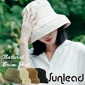 Sunlead 深寬緣折邊款。防曬抗UV小顏美型遮陽帽(黑色)