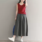 【A.Cheter】棉麻感素色鬆緊腰頭修身寬褲101824FREE灰