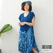 【潘克拉】藍染波浪紋連身裙-F TM670　FREE藍色