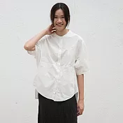 現貨｜旅途原品_弄晴_原創設計立裁短袖全棉襯衫 S-XL　XL米白