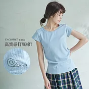 【慢。生活】高質感打底短袖棉T-M-XL　XL淺藍