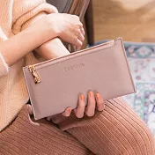 CHENSON 4卡2鈔 超薄牛皮長夾 淺粉紅(W00882-P)
