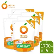 【箱購】橘子工坊_天然濃縮制菌洗衣精補充包-洗淨病毒升級版1700ml x6