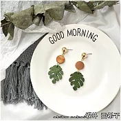 『坂井.亞希子』手作質樸優雅簡約木製葉子雙色造型耳環