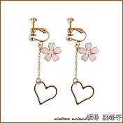 『坂井.亞希子』日本清新文藝風格氣質櫻花愛心垂鍊耳夾