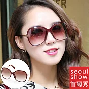 Seoul Show首爾秀 古古風馬蹄釦環款太陽眼鏡UV400墨鏡 7236 酒紅