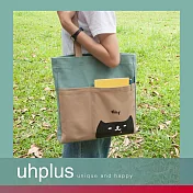 uhplus A4肩背包-喵・日常 貪吃鬼(淺藍褐)