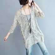 【A.Cheter】原色小碎花飄逸柔棉紗長罩衫+小可愛兩件套102562F綠