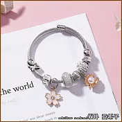 『坂井.亞希子』小清新風格櫻花串珠手環 -米白色櫻花