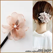 『坂井.亞希子』珍珠花朵造型丸子頭盤髮造型編髮器 -香檳色