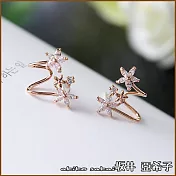 『坂井.亞希子』s925銀針甜美花朵鑲鑽弧形耳環 -玫瑰金