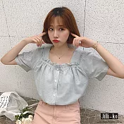 【Jilli~ko】前後荷葉方領襯衫-F J6078　FREE綠色