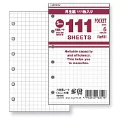 Raymay 口袋尺寸 6孔萬用手冊用 111枚入方眼活頁紙白色