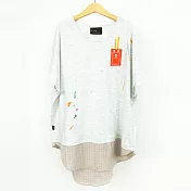 ：Urb.【削鉛筆機】拼接上衣FREE麻灰白