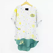 ：Urb.【愛玉貓】拼接上衣FREE麻灰白+灰綠