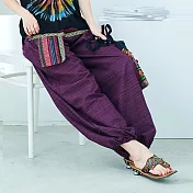 【潘克拉】編織腰頭口袋燈籠褲-F TM544　FREE紫色