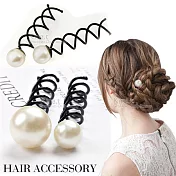 日本kiret 優雅系珍珠螺旋髮夾(大珍珠3入+小珍珠3入) 贈螺旋髮夾4入白色