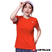 【AIRWALK】女款V領短T-  S中橘