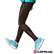 【AIRWALK】女款緊身拼接長褲-L黑色