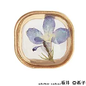 『坂井.亞希子』立體透明精緻氣質花朵開口戒 -方形藍色
