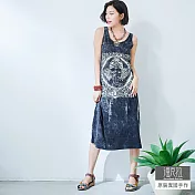 【潘克拉】象神圖騰石洗背心裙-F TM312　FREE黑色