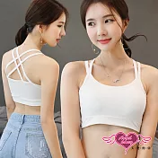 天使霓裳 小可愛 純淨簡約 內搭雙交叉美背內衣(白F) F白