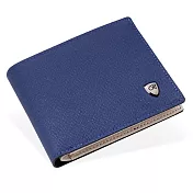 AmaZing 商務型十字紋拉鍊零錢好用短夾 (2色任選)藍色