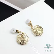 【Hera】赫拉 短款線條玫瑰鋯石耳環-2款耳夾款