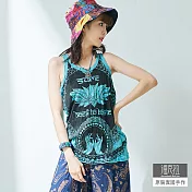【潘克拉】手繪插畫捲背心-F TM990　　FREE水藍蓮花