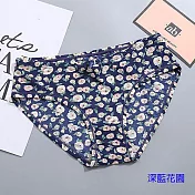 【Mujaki】雲級順滑彈力冰絲中腰內褲 (深藍花園)