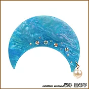 『坂井．亞希子』唯美宇宙星空系列月亮鑲鑽珍珠彈簧髮夾 -湖水藍