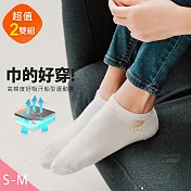 GIAT (2雙組)巾好穿！高棉毛巾船型運動襪S-M皎潔白2雙