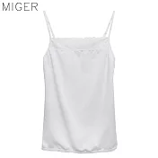 【MIGER密格內衣】蕾絲網眼透氣吸排細肩帶背心-台灣製(編號:3066)FREE白色