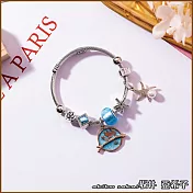 『坂井.亞希子』貓咪海星造型水晶串珠鋼線可調式手環 -藍色