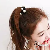 【SJ】小清新手工釘珠大小珍珠髮束(2入組)-黑色