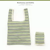 easygoing 購物袋(餅乾口袋好收納)‧綠+黑直條