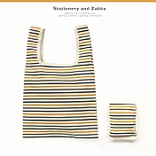 easygoing 購物袋(餅乾口袋好收納)‧駝+黑直條