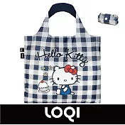 LOQI 防水購物袋 -三麗鷗授權 (Hello Kitty 藍白格紋 KT14)