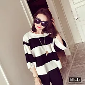 【Jilli~ko】寬條紋套頭針織衫 J6168　FREE黑白