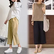 【A.Cheter】韓國氣質文青鬆緊腰頭八分棉麻寬褲*102681S駝