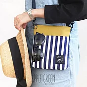 Apple Green 韓流同步輕巧斜背包-(黃藍條紋)