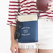 Apple Green 韓流同步輕巧斜背包-(藍白)