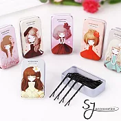 【SJ】可愛女孩小鐵盒波浪黑髮夾2入組-隨機不挑款