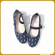 【花見小路】公主日/百花繩女孩花布鞋/JP24/紺青藍色
