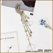 『坂井．亞希子』日系夢幻水晶流蘇月牙復古鑲鑽寶石髮夾 -古銅色