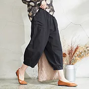 【慢。生活】設計款百搭寬長褲 K3303　FREE黑色