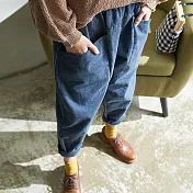 【慢。生活】厚棉鬆緊斜口袋蘿蔔褲 809　FREE灰藍