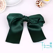 韓版頭飾 多層緞帶 超大蝴蝶結 髮夾頂夾劉海夾盤發髮飾墨綠